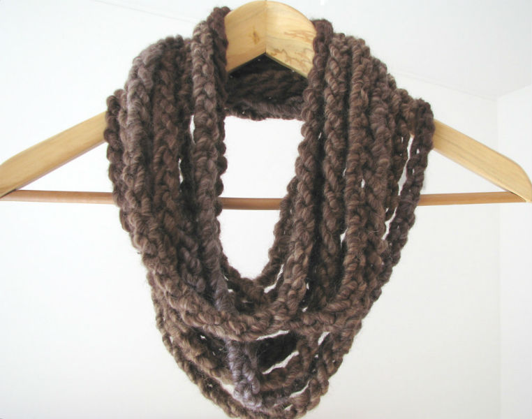 Brown Chuncky Infinite Loop Chain Necklace - Cowl - Ready To Ship